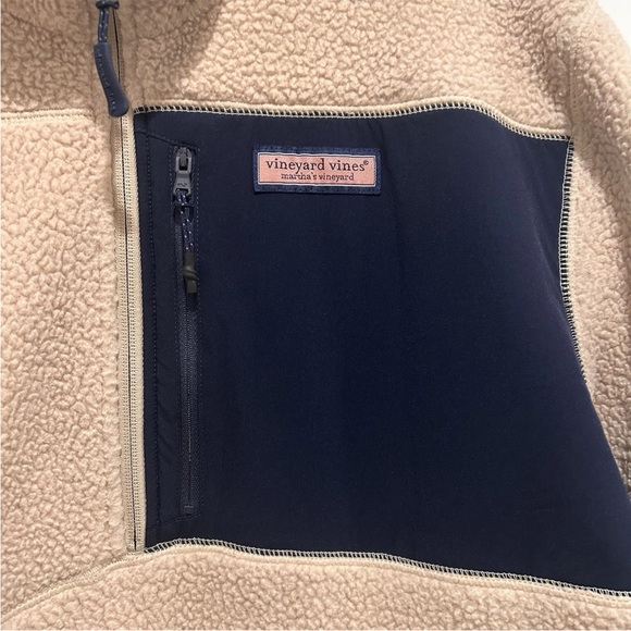 Vineyard Vines 1/2 Zip Men's Size 2XL Beige Stillwater High Pile Sherpa Pullover - Picture 3 of 5